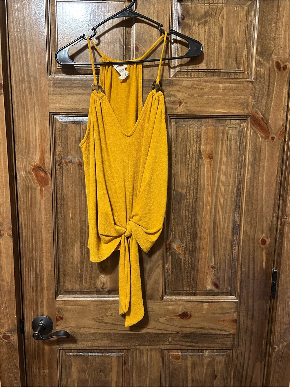 Blue pepper yellow tie- front tank.